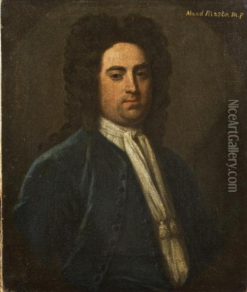 Portrait Of A Man With Brown Wig Oil Painting - James Latham
