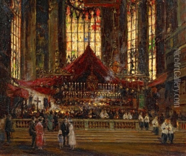 Im Inneren Des Doms Zu Mailand Oil Painting - Heinrich Hermanns