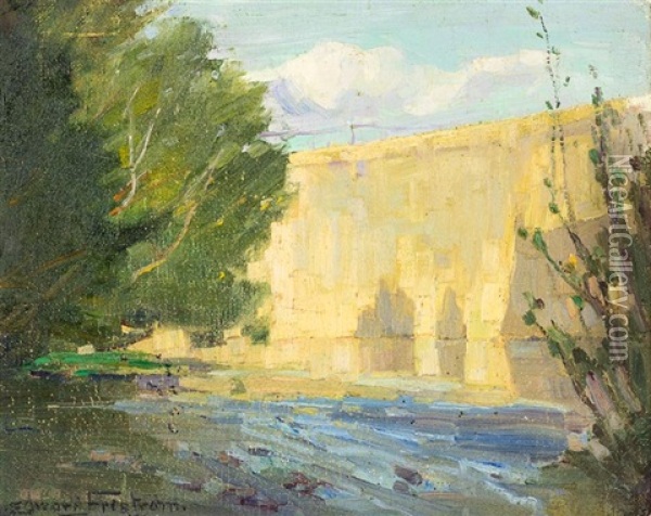 Sunlit Cliffs, Masterton Oil Painting - Claus Edward Fristrom