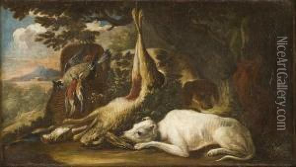 Paesaggio Con Cani E Cacciagione Oil Painting - Baldassare De Caro