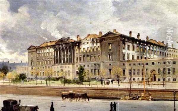 Christiansborg Efter Branden I 1884 Oil Painting - Carl Christian Andersen