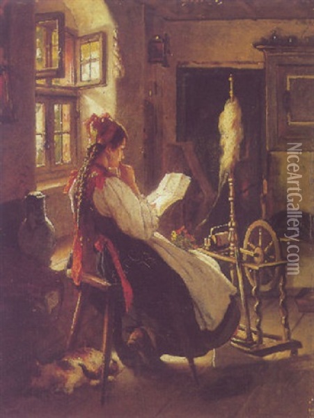 An Interesting Letter Oil Painting - Friedrich Adolf Hornemann