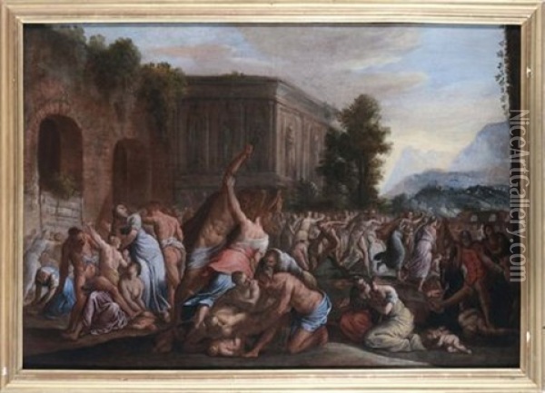 Strage Degli Innocenti Oil Painting - Giovanni Andrea (il Mastelletta) Donducci