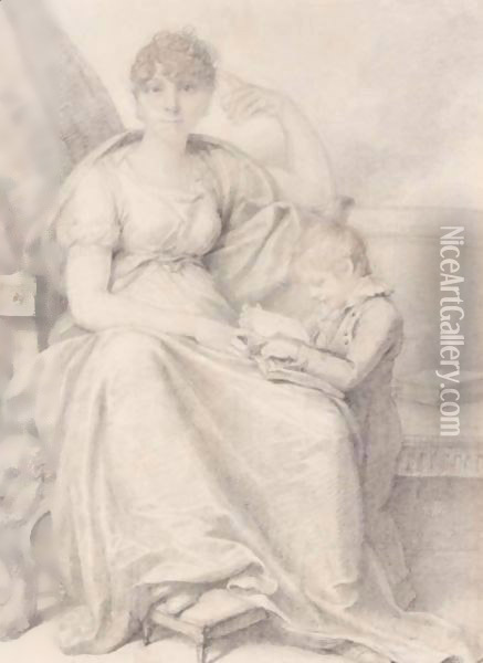 Portrait Of Mrs Woodforde And Her Son Oil Painting - Richard Cosway
