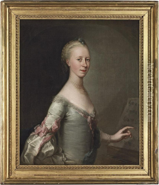 Portrait Of A Lady, Said To Be Mrs. Penning Oil Painting - John Astley