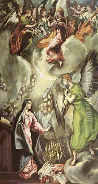 The Annunciation 1596-1600 Oil Painting - El Greco (Domenikos Theotokopoulos)