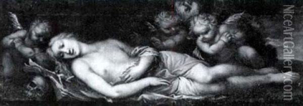 Sleeping Magdalen Oil Painting - Francesco del Cairo