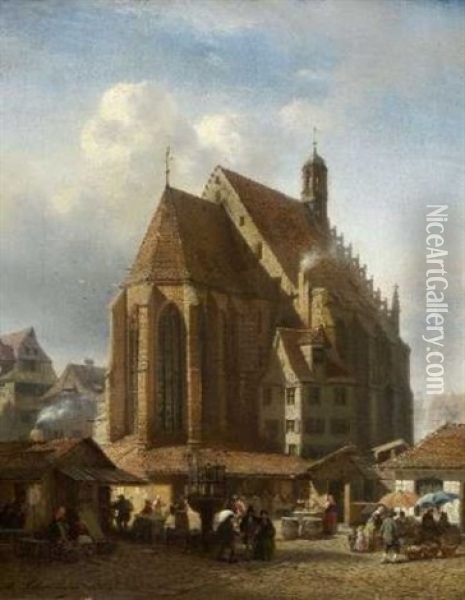 Nurnberg - Blick Auf Die Frauenkirche Oil Painting - Albert Schwendy