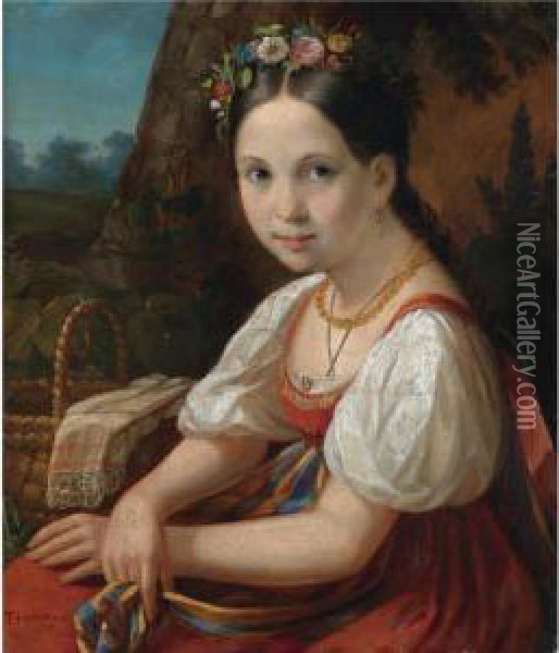 Peasant Girl Oil Painting - Vasily Andreevich Tropinin