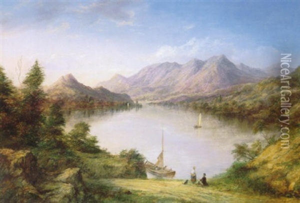 Scottish Lake District Oil Painting - Henry C. Gritten