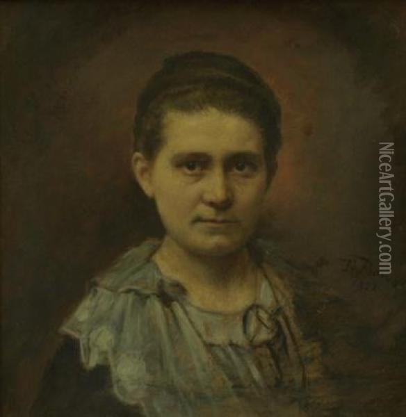 Portrat Einer Jungen Frau Im Ruschenkragenkleid Oil Painting - Ester Ellqvist-Bauer