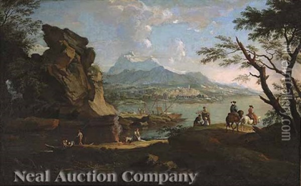 An Extensive Landscape With Travelers And Ships Oil Painting - Pieter Jacobsz. van Laer