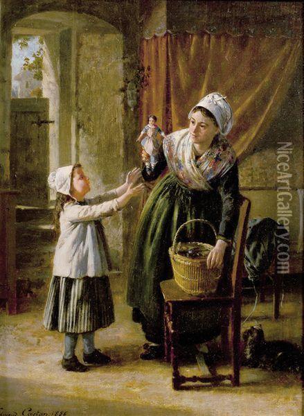 La Petite Famille Oil Painting - Pierre Jean Edmond Castan