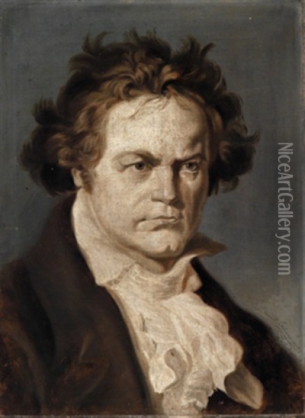 Portrait Ludwig Van Beethovens Oil Painting - Heinrich Hans Schlimarski