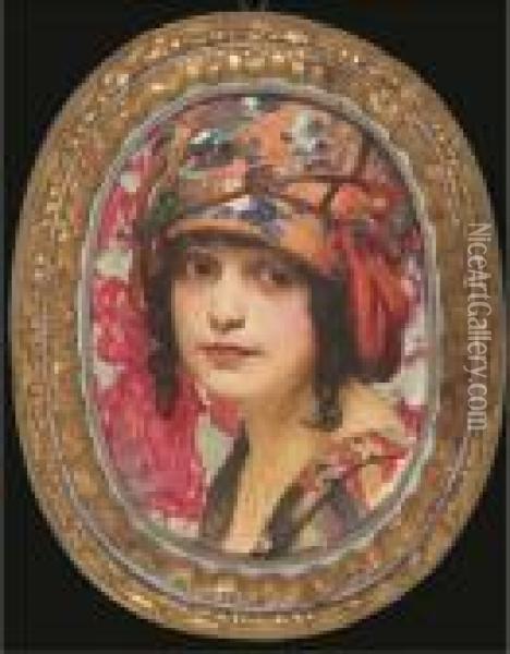 Portrait De Femme Au Chapeau Oil Painting - William J.E.E. Laparra