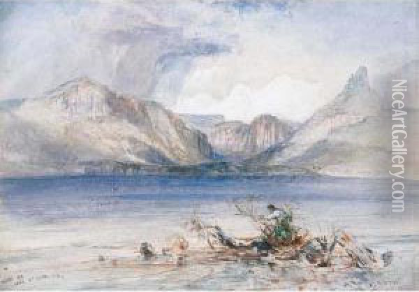 Mt Ida, Lake St Clair, V.d.l. Oil Painting - John Skinner Prout