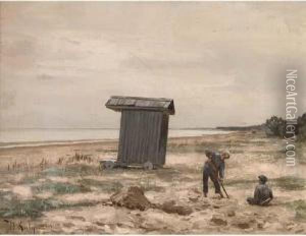 On The Beach Oil Painting - Iulii Iul'evich (Julius) Klever