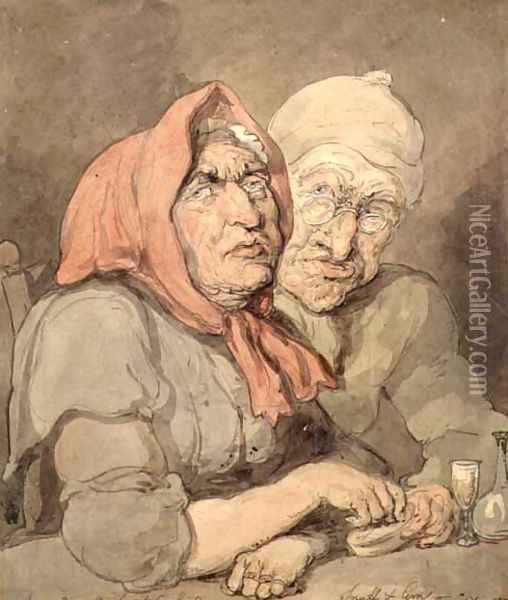 Snuff and Gin Oil Painting - Thomas Rowlandson