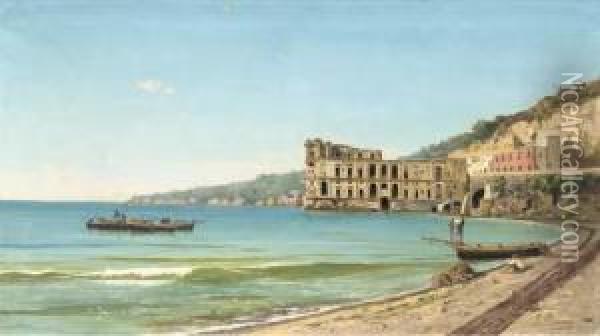 A View Of The Palazzo Donn' Anna On The Coast Of Posillipo, Bay Of Naples Oil Painting - Pietro Barucci