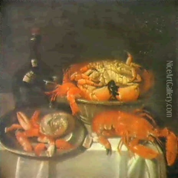 Still-life Of Crabs And Lobster .... Oil Painting - Dirk Sauts