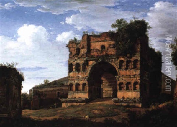 View Of The Arch Of Janus Oil Painting - Giovanni Maldura