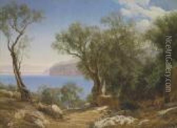 A View Of The Amalfi Coast Oil Painting - Janus Andreas La Cour