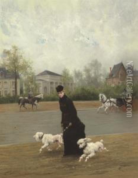 Elegante Au Bois De Bologne Oil Painting - Maurice Poirson