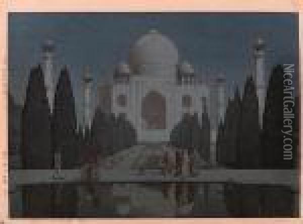 Night In Taj Mahal No. 6 Oil Painting - Hiroshi Yoshida