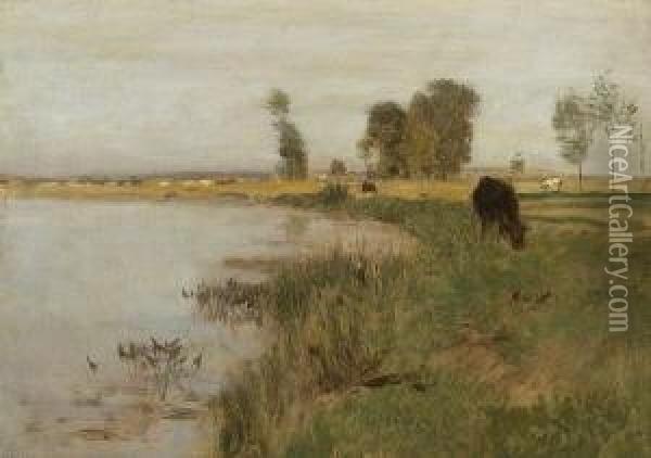 Uferlandschaft Oil Painting - Eugene Jettel