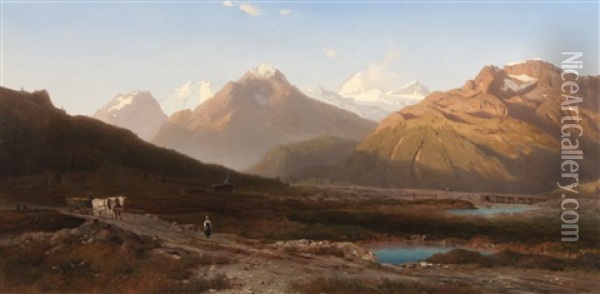 Mountain Road Oil Painting - Michael Haubtmann