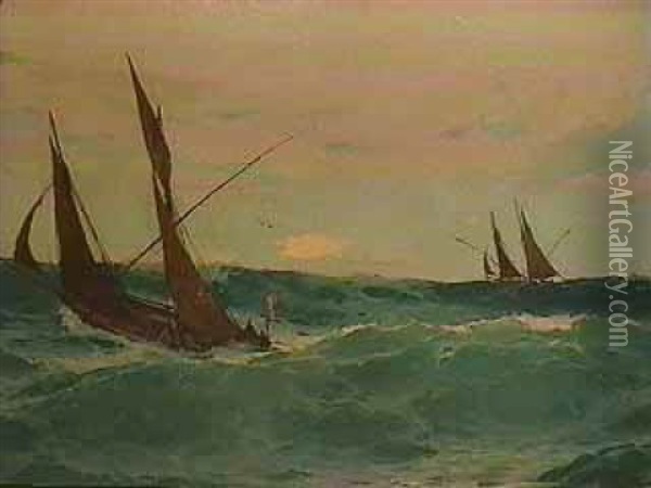 Besting The Waves Oil Painting - John Fraser