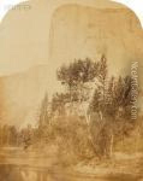 Five Yosemite Valley Landscapes. Oil Painting - Carleton E. Watkins
