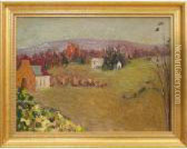 Houses In French Landscape Oil Painting - Walter Parson Shaw Griffin