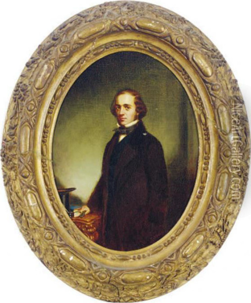 Portrait Of William Prescott Smith; And A Companion Portrait Ofmargaret Anne Smith Oil Painting - Thomas Waterman Wood