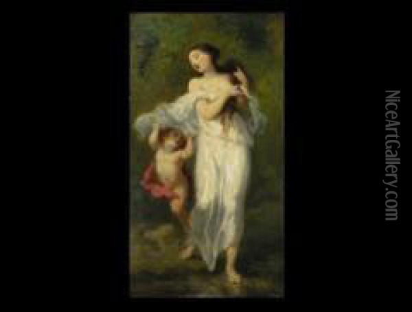 Venus Und Amor Oil Painting - Alexandre Marie Longuet