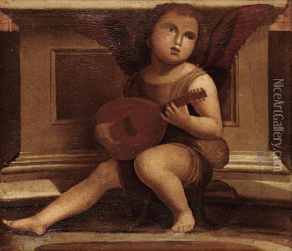 Putto Playing An Instrument Oil Painting - Giovanni Bellini
