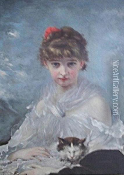 Nina Con Gato Oil Painting - Charles Josua Chaplin