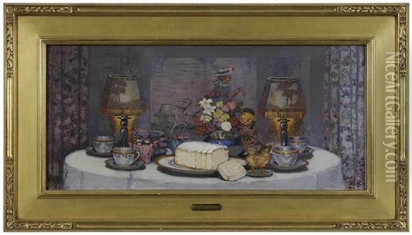 The Tea Table Oil Painting - Robert Reid