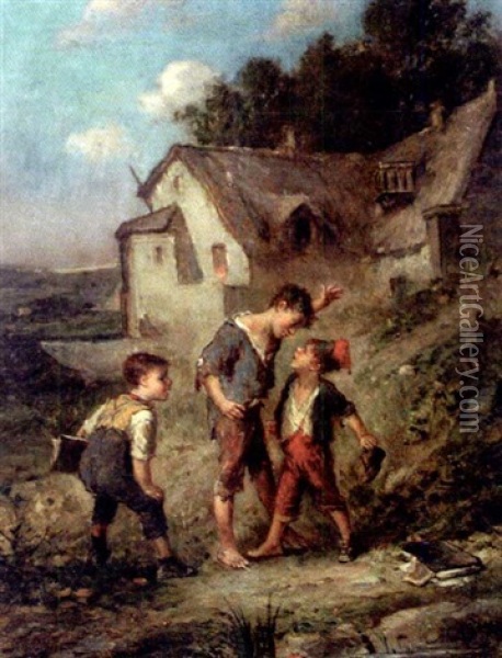 La Dispute Oil Painting - Francois-Louis Lanfant