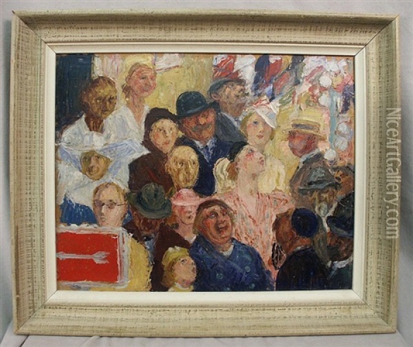 Faces In A Crowd Oil Painting - Rene-Georges Hermann-Paul