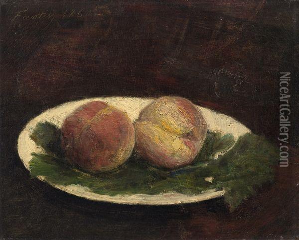 Deux Peches Dans Une Assiette Oil Painting - Ignace Henri Jean Fantin-Latour