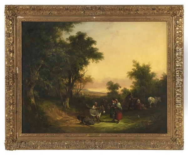 The Village Meeting Place Oil Painting - William Shayer the Elder