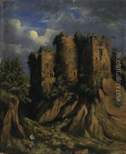 Landskron Bei Basel Oil Painting - Adolf Rudolf Holzhalb