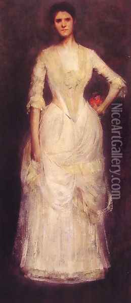 Portrait Of Ella Emmet Oil Painting - Thomas Wilmer Dewing