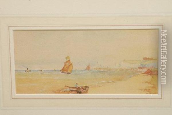 Beached Rowing Boat Oil Painting - Frederick Dade