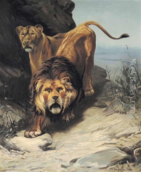 The King Of The Desert Oil Painting - Jef Louis Van Leemputten