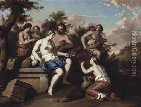 A Bacchanal With Nymphs And Satyrs Oil Painting - Gerard Hoet the Elder