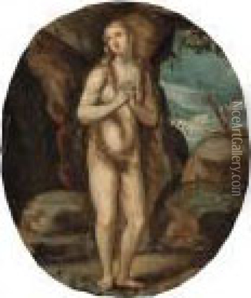 Maddalena Penitente Nel Deserto Oil Painting - Giuseppe Cesari