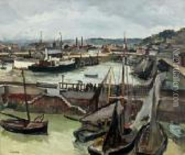 Le Port Du Havre Oil Painting - Marcel Leprin