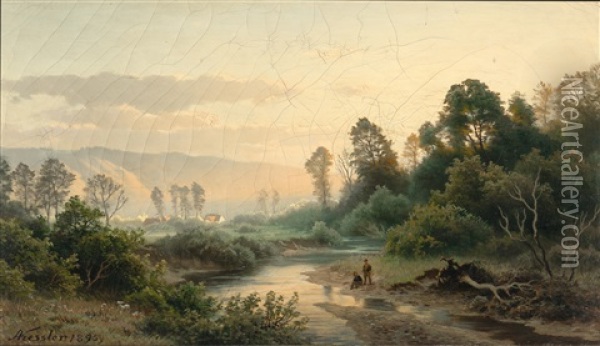 Abend Im Aggertal Oil Painting - August Friedrich Kessler
